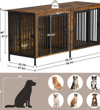 78 Inch Dog Crate Furniture for 2 Dogs, Extra Large Double Dog Cage Large Breed, XXL Thick Wooden Dog Crate TV Stand, Sturdy Dog Kennel with Divider