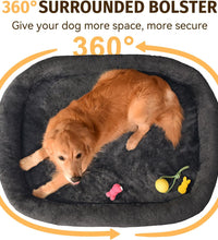 Orthopedic Waterproof Large Dog Bed: Memory Foam Washable Dog Bed with Bolsters - Removable Orthopedic Cover for Medium L XL Large Sized Pet - Non-Slip