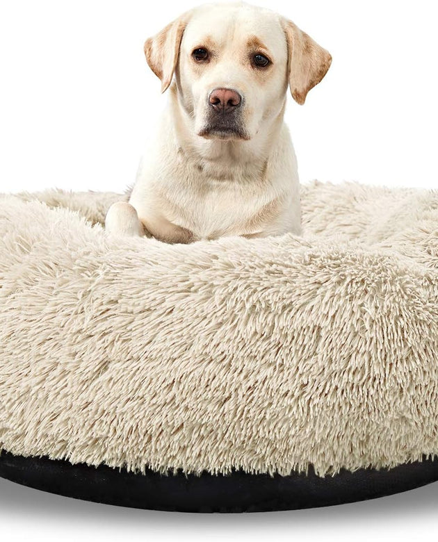 Washable Dog round Bed - Large Donut Dog Bed, Comfy Calming Cuddler