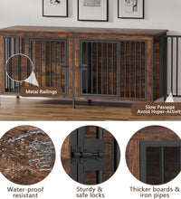 78 Inch Dog Crate Furniture for 2 Dogs, Extra Large Double Dog Cage Large Breed, XXL Thick Wooden Dog Crate TV Stand, Sturdy Dog Kennel with Divider